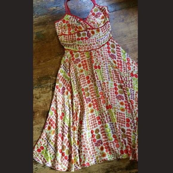 Betsey Johnson Dresses & Skirts - Betsey Johnson vtg Retro fruit Print silk dress